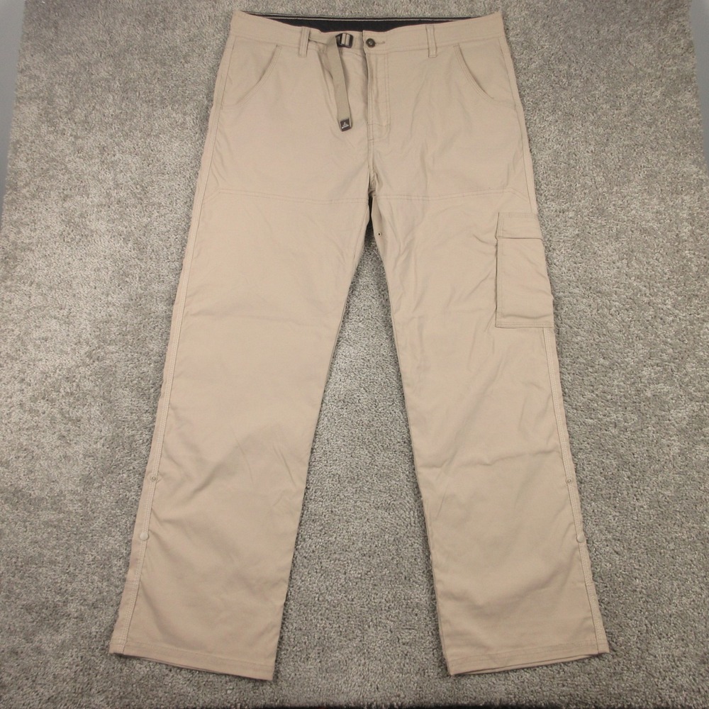 prAna Pants Mens 2XL 32 Beige Cargo Performance Nylon Hiking Outdoor Workwear